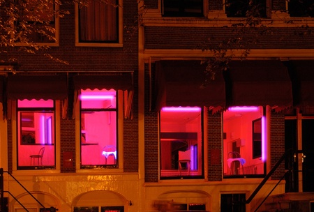 Red light district in Amsterdam, the Netherlands.
