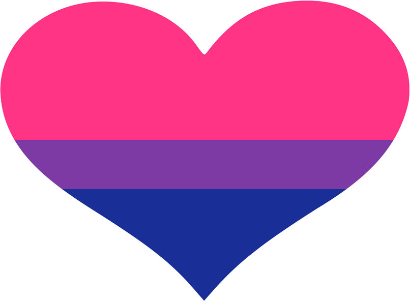 Bisexual flag in the shape of a heart