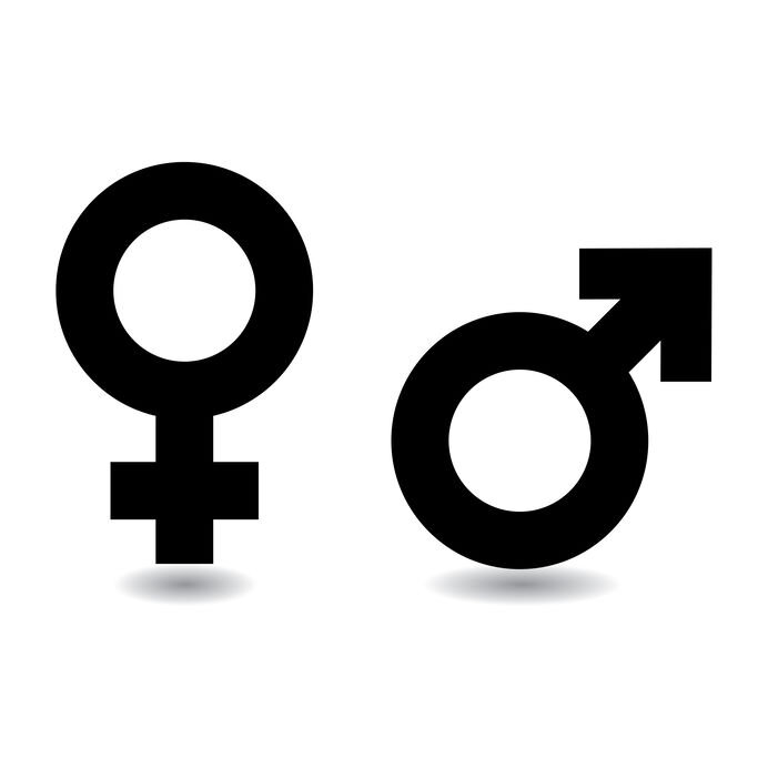 Male and female gender symbols.